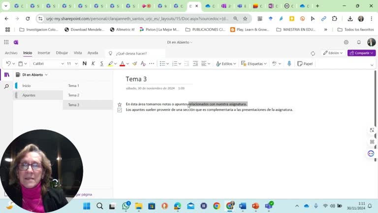 Vídeo Documentación Informativa en Abierto. One Note