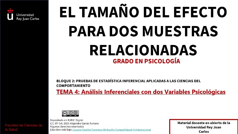 El tamaño del efecto para dos muestras relacionadas