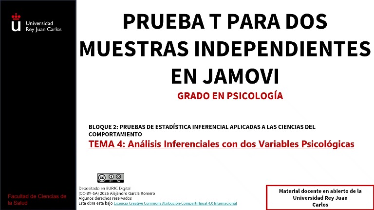 Prueba T muestras independientes en Jamovi