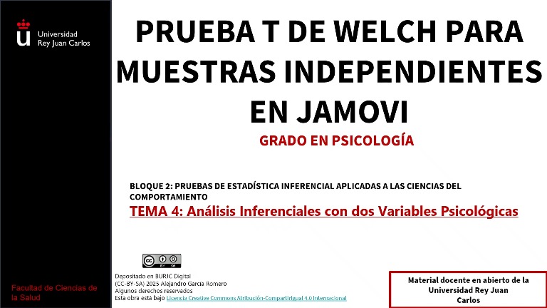 Prueba T de Welch muestras independientes Jamovi