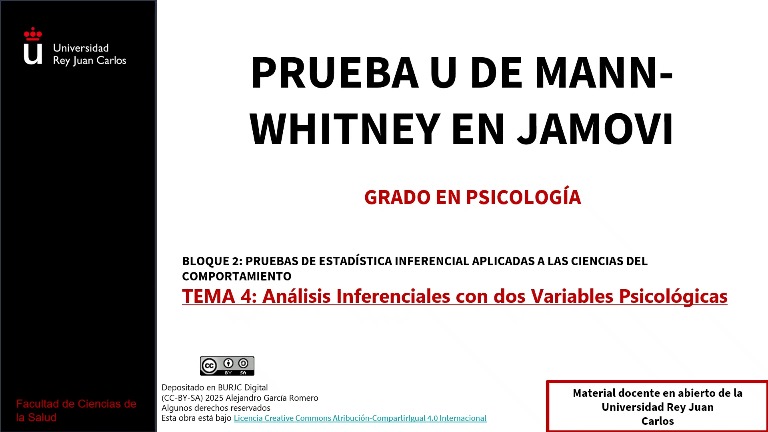 Prueba U de Mann-Whitney en Jamovi