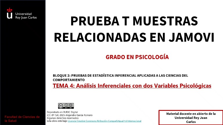 Prueba T para dos muestras relaciondas en Jamovi