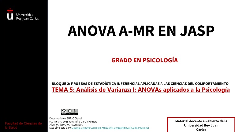 ANOVA de un factor de medidas repetidas en JASP