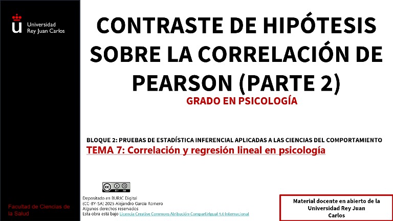Contraste de hipótesis sobre la correlación de Pearson (Parte 2)