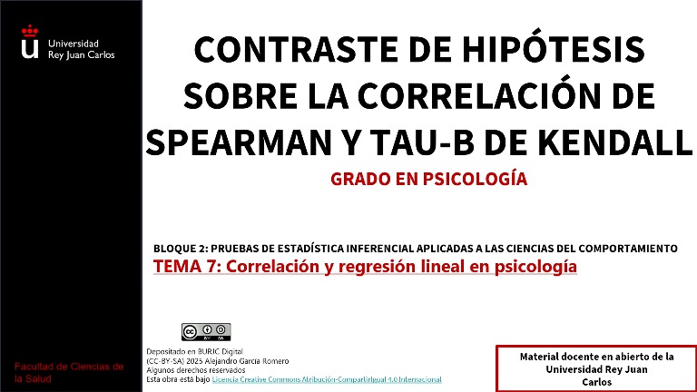 Contraste de hipótesis sobre la correlación de Spearman y Tau-b de Kendall