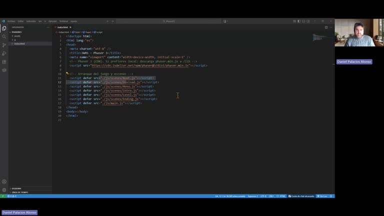 JAVASCRIPT(PHASER) - Píldora 2 — Configuración mínima y estructura de proyecto con Phaser