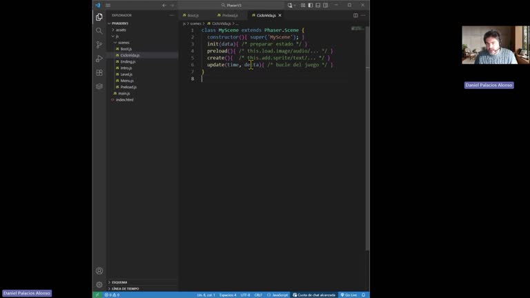 JAVASCRIPT(PHASER) - Píldora 3 — Escenas y ciclo de vida en Phaser 3