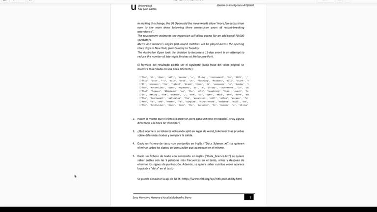 Tema 2: Análisis con NLTK